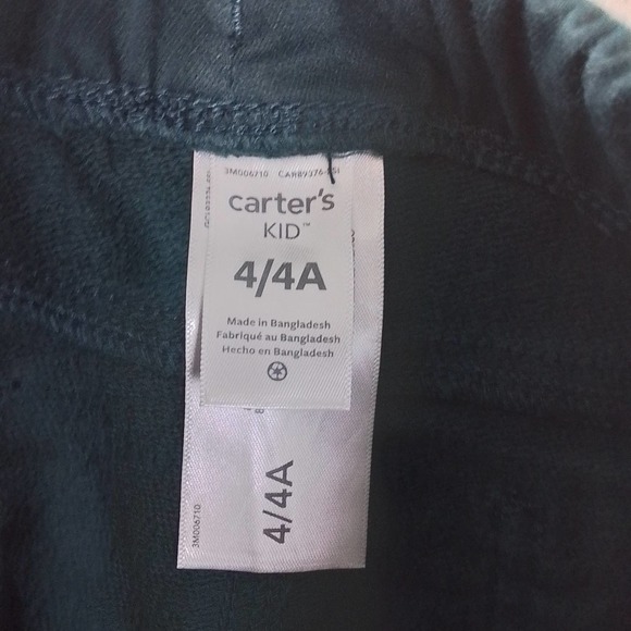 Carter's Kid Cotton Blend Joggers Boy's Size 4 in Dark Green w/ Terry Lining - Picture 9 of 10